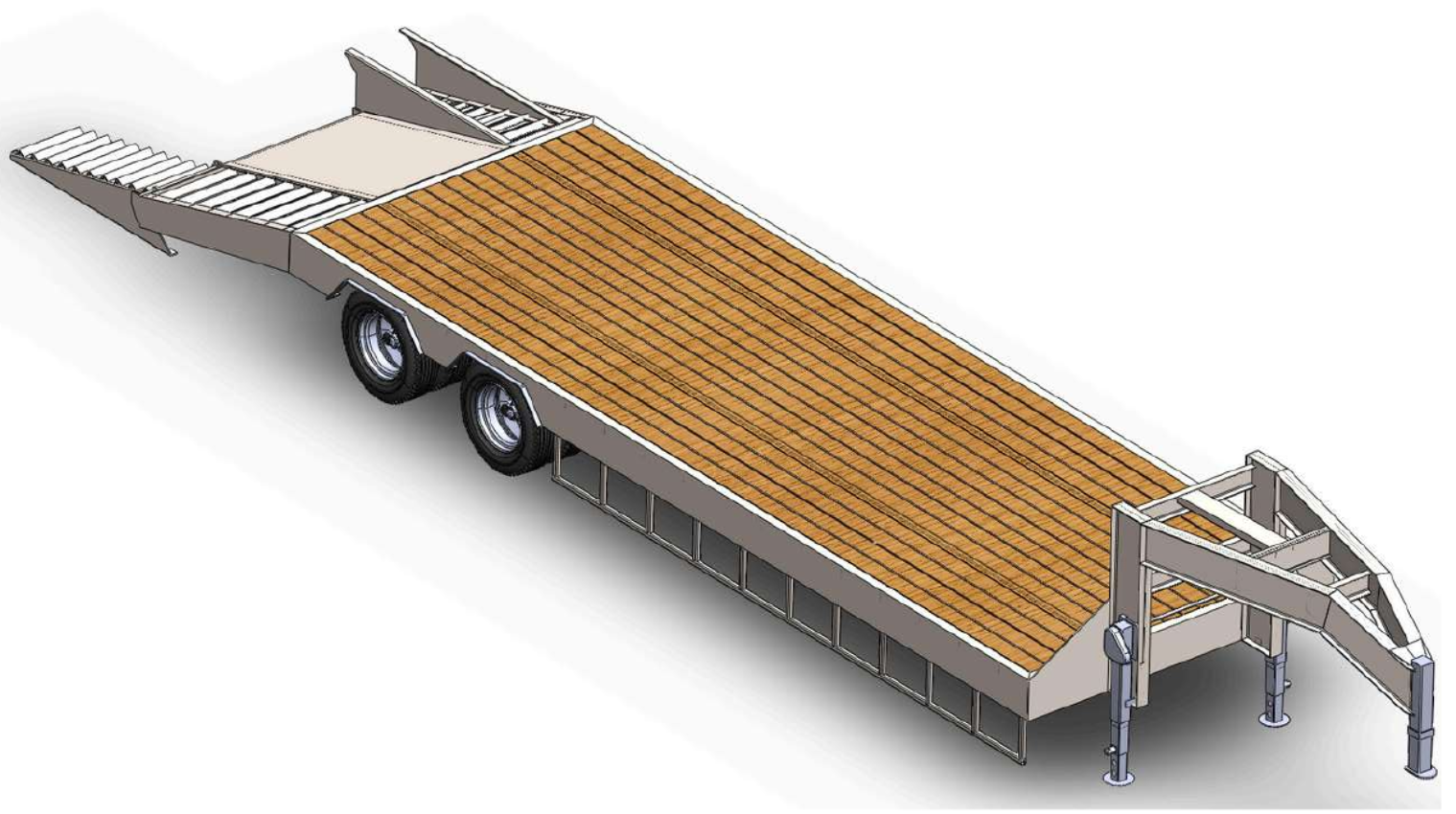 40 Ton Gooseneck Lowbed Trailer complete platform with deck, running gear and gooseneck structure