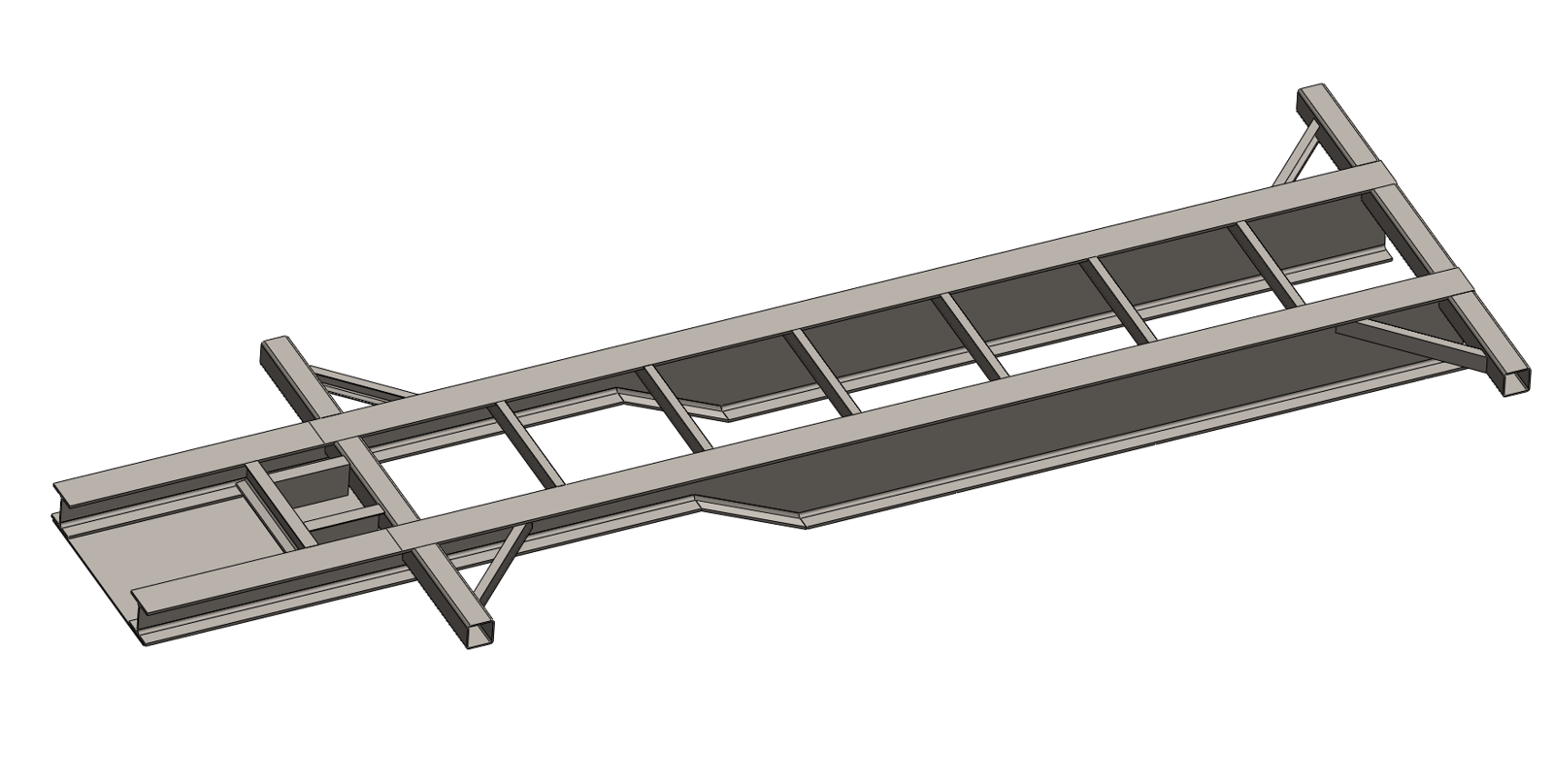 CAD model of the supplied gooseneck trailer chassis.