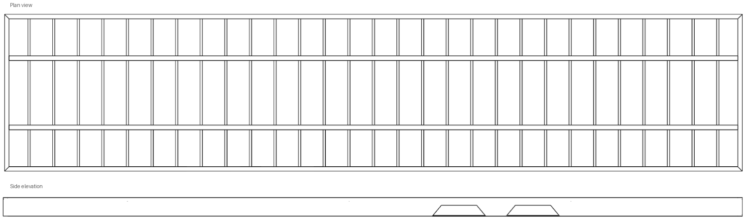 Orthographic views of the 40 ft gooseneck trailer chassis