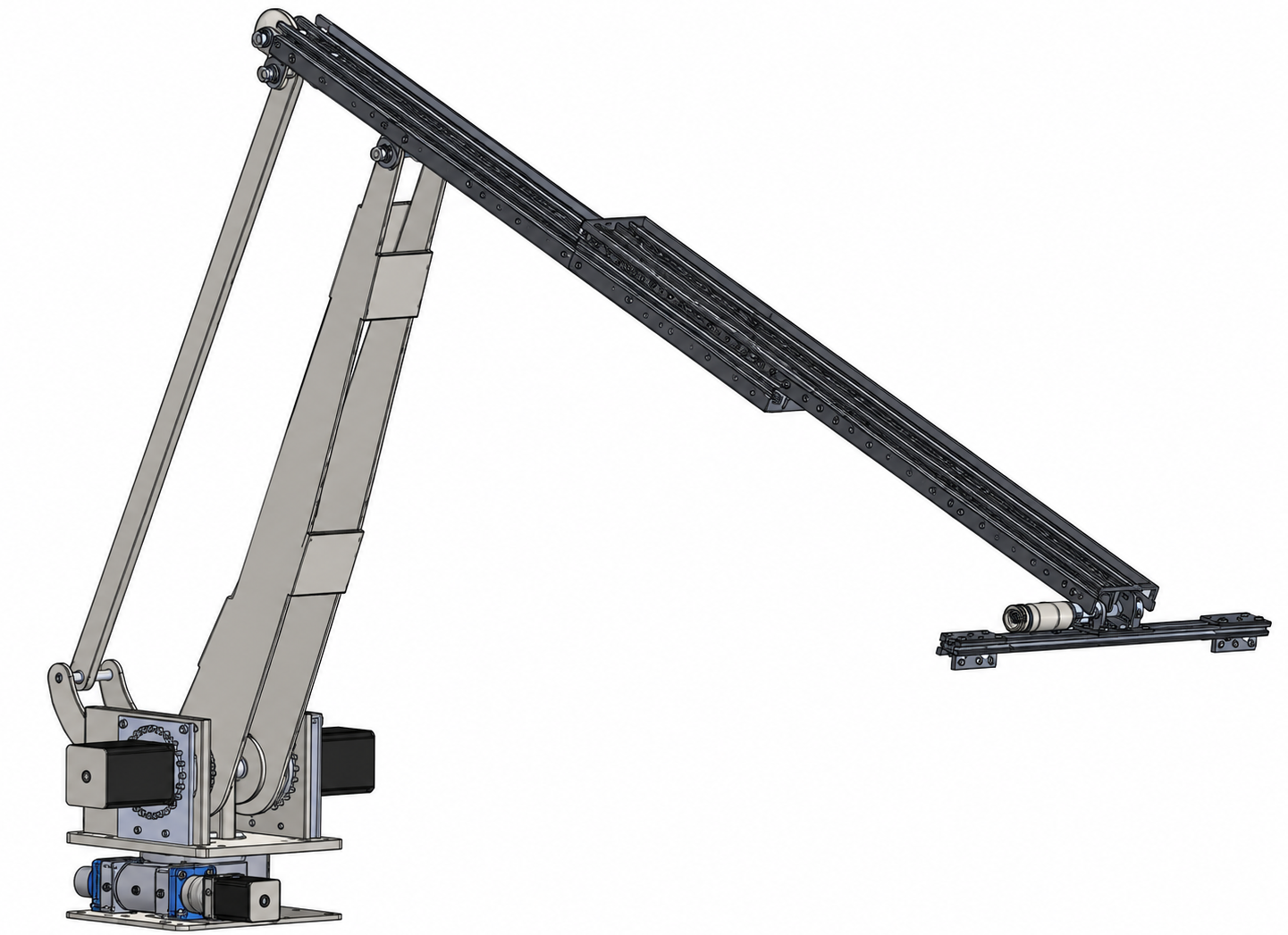 Long reach robotic arm CAD assembly used to frame the vibration study