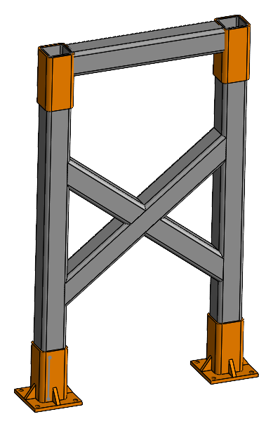 Braced support frame for the modular industrial work platform