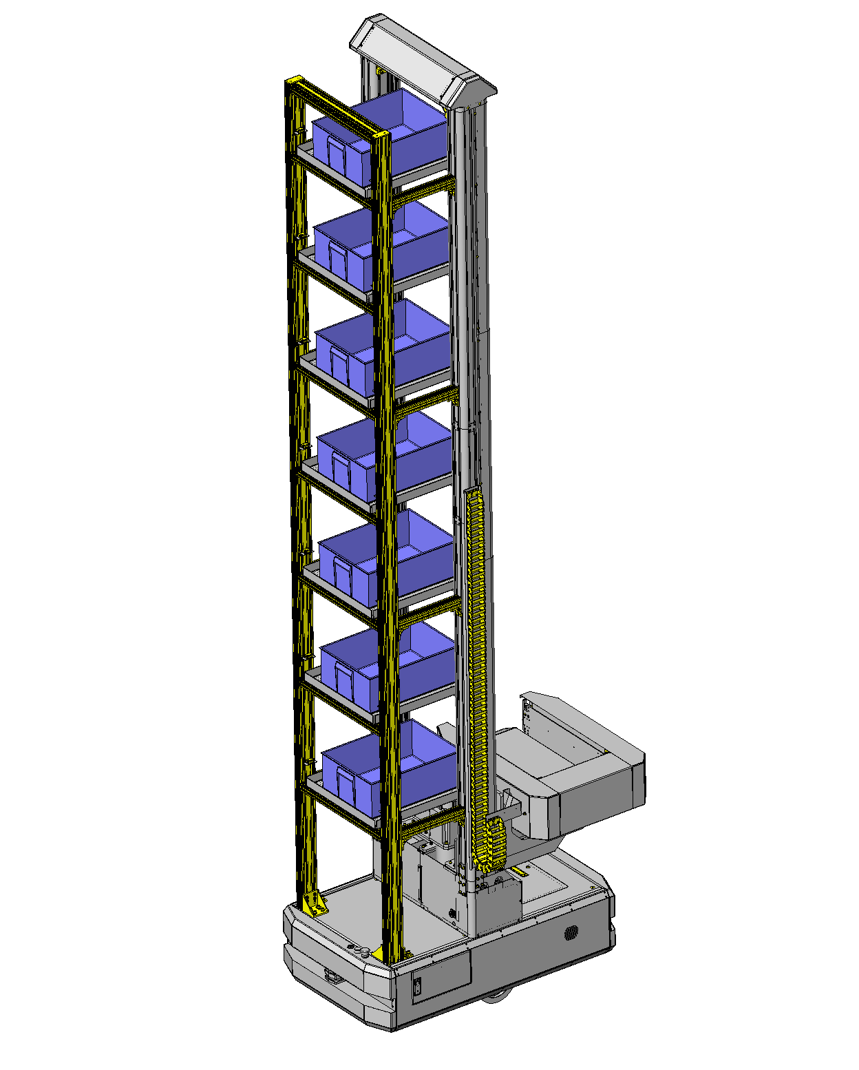 Overall multi level tote handling AGV architecture
