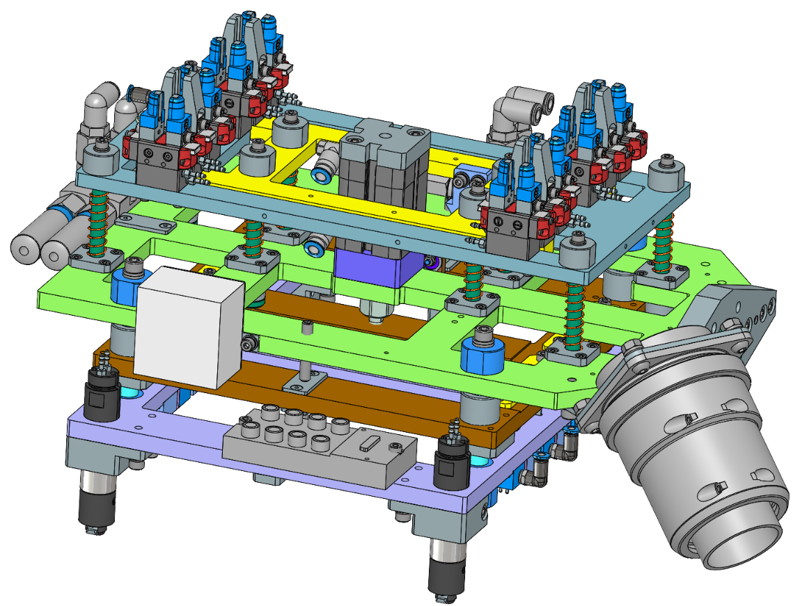 Alternate EOAT view showing spring supported tooling and robot side structure