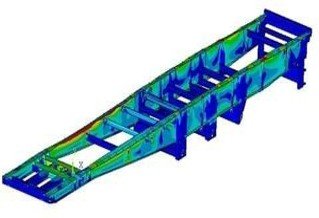 Finite element analysis result view of the triaxle silage trailer chassis