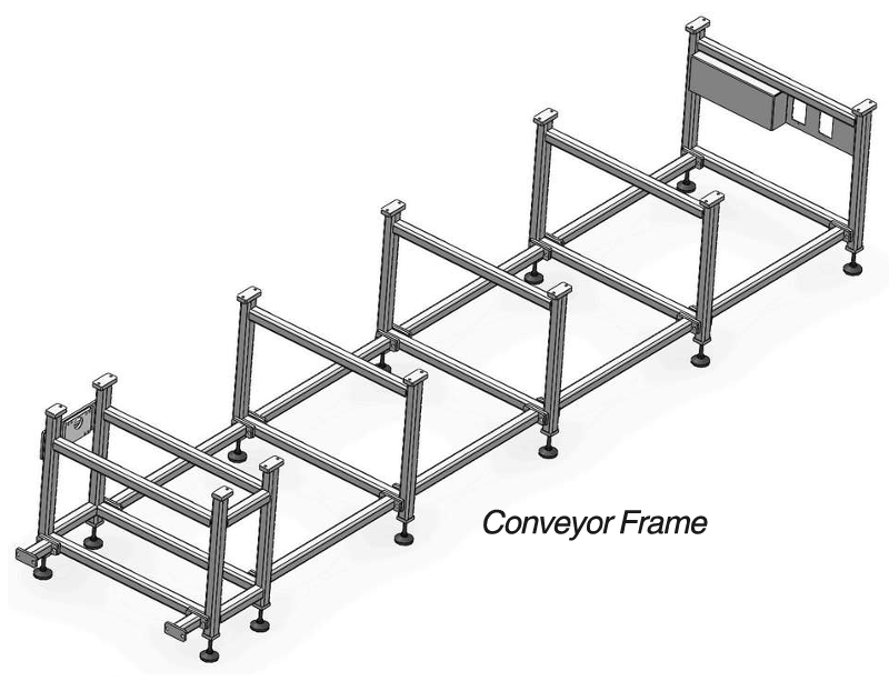 Fabricated rectangular section conveyor support frame