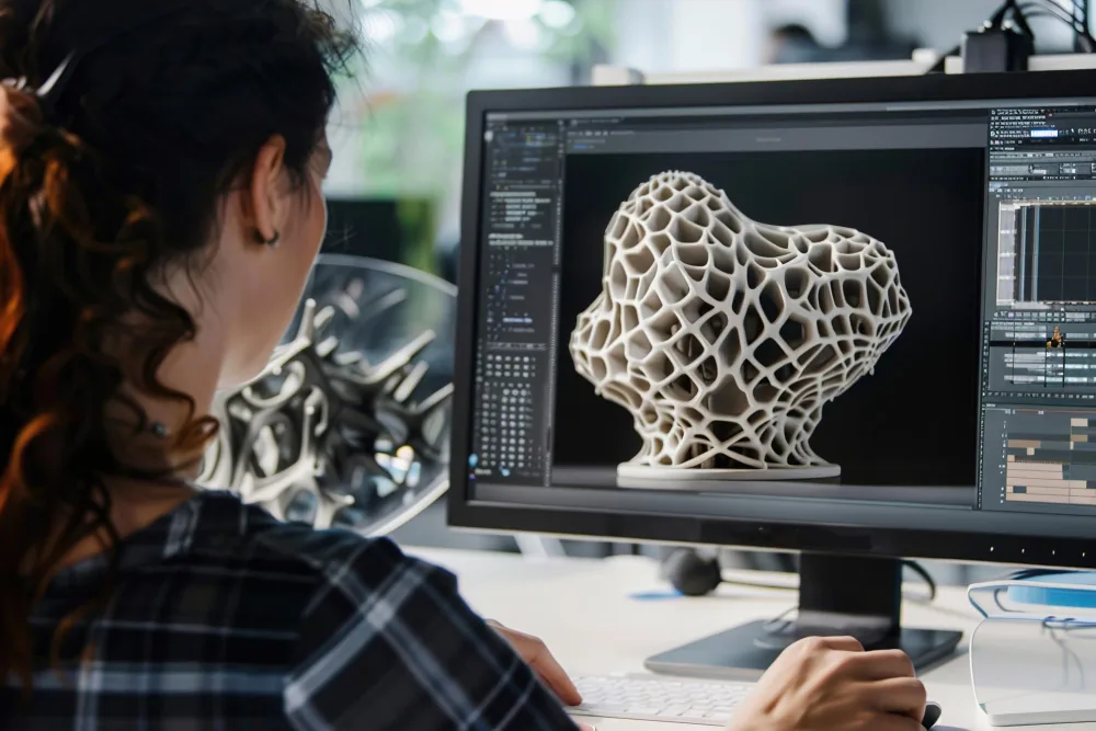 Engineering design work at computer workstation